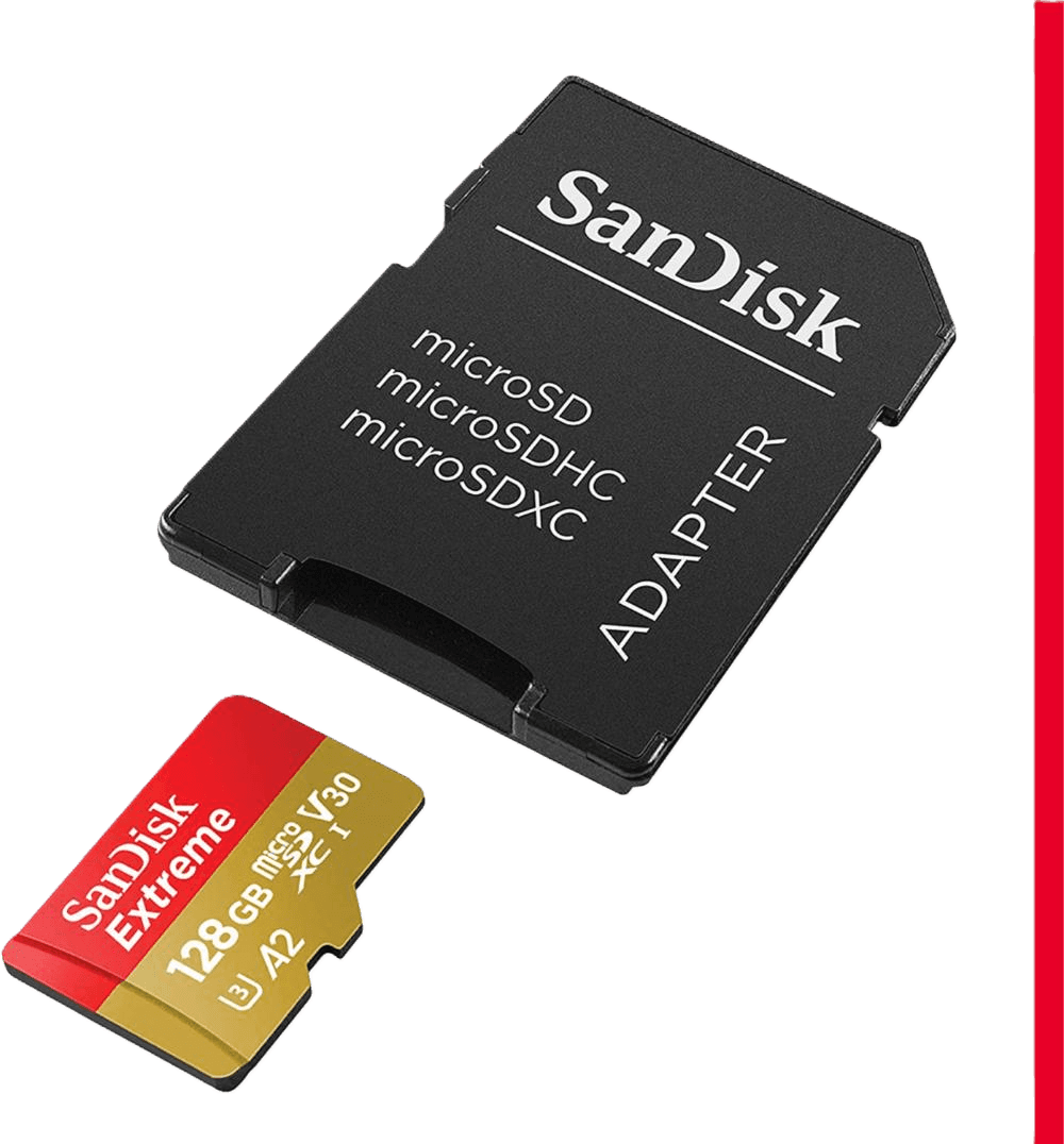 SanDisk Extreme microSDXC 128GB + SD adapter, up to Read/Write(MB/s): 190/90, A2, C10, V30, UHS-I,U3