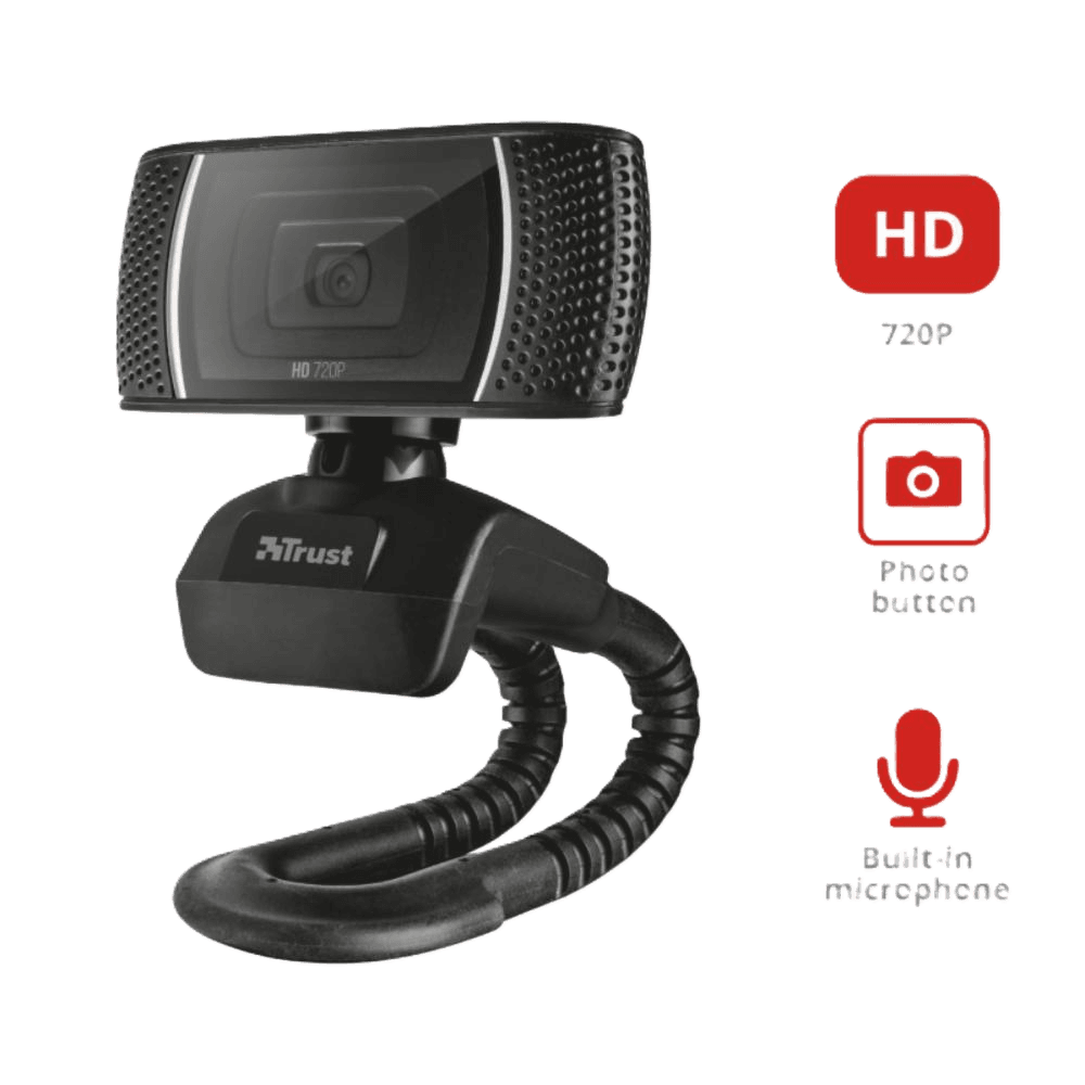 TRUST Trino HD Video Webcam, 720p HD Webcam with built-in microphone