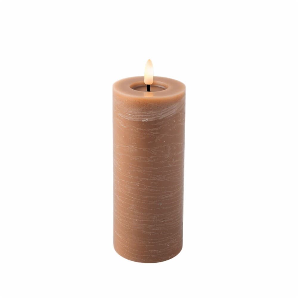 LED Candle Lumineo Brown Ø 7 x 19 cm Flame effect (AAA)
