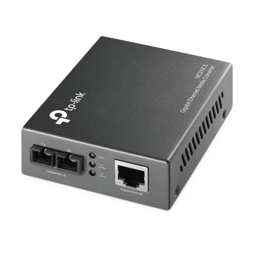 TP-LINK MC210CS 1000Mbps RJ45 to 1000Mbps single-mode SC fiber Converter, Full-duplex, up to 15Km